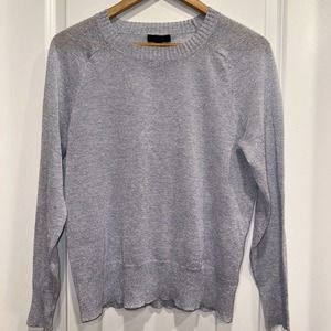 J Crew Small Womens Long Sleeve Blouse Gray Metallic Sparkle Holiday Top